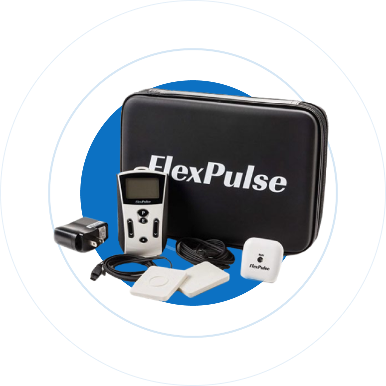 Full FlexPulse kit, including FlexPulse Device, charging station, treatment coils and FlexPulse traveling case
