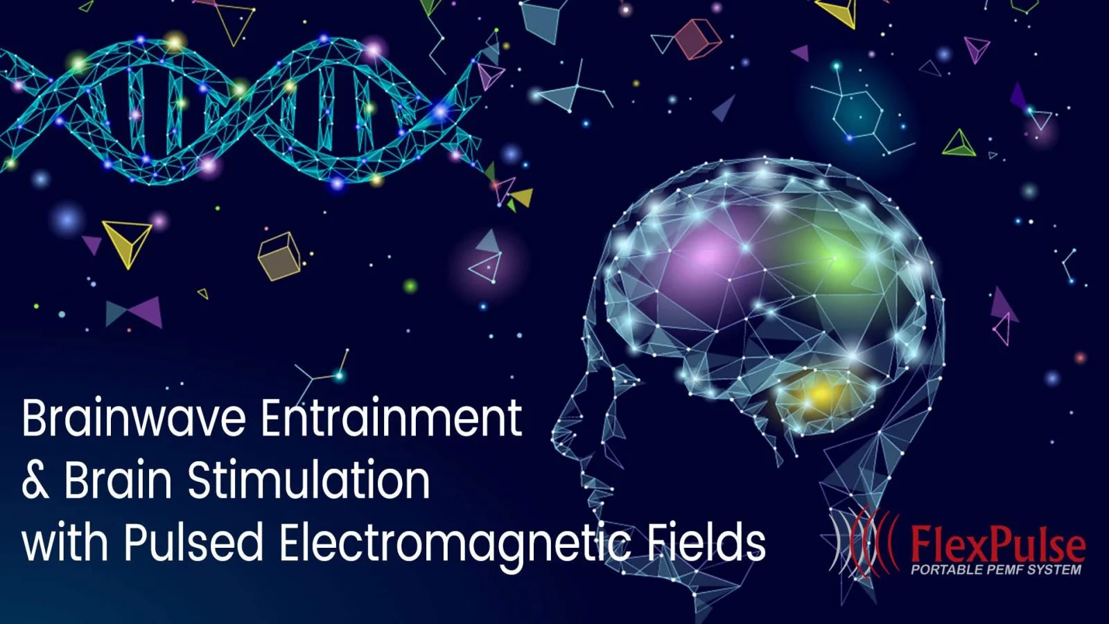 Brainwave Entertainment and Brain Stimulation with Pulsed Electromagnetic Fields, along with an image of a brain being enlightened.
